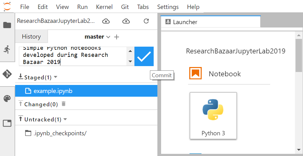 jupyterlab git commit