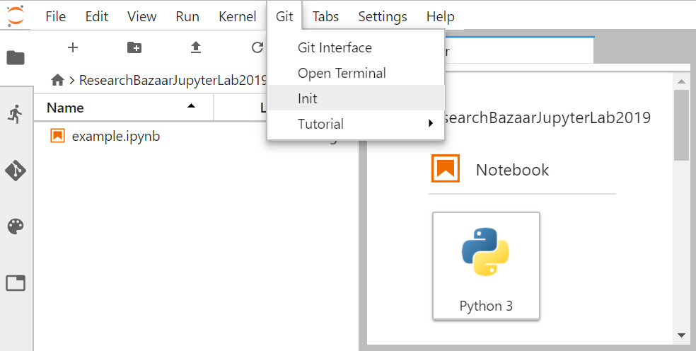 jupyterlab git init